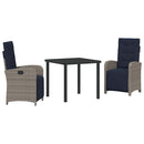 Have Spisebordssæt med pude 3 pcs Grå polyrattan