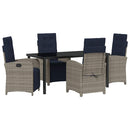 Have Spisebordssæt med pude 5 pcs Grå polyrattan