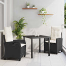 Have Spisebordssæt med pude 3 pcs Sort polyrattan