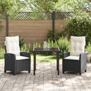 Have Spisebordssæt med pude 3 pcs Sort polyrattan