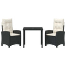 Have Spisebordssæt med pude 3 pcs Sort polyrattan