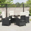 Have Spisebordssæt med pude 5 pcs Sort polyrattan