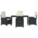Have Spisebordssæt med pude 5 pcs Sort polyrattan