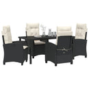 Have Spisebordssæt med pude 5 pcs Sort polyrattan