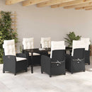 Have Spisebordssæt med pude 7 pcs Sort polyrattan
