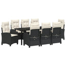 Have Spisebordssæt med pude 9 pcs Sort polyrattan