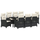 Have Spisebordssæt med pude 9 pcs Sort polyrattan