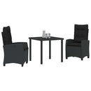 Have Spisebordssæt med pude 3 pcs Sort polyrattan