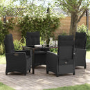 Have Spisebordssæt med pude 5 pcs Sort polyrattan