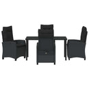 Have Spisebordssæt med pude 5 pcs Sort polyrattan