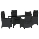 Have Spisebordssæt med pude 5 pcs Sort polyrattan