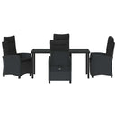 Have Spisebordssæt med pude 5 pcs Sort polyrattan