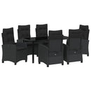 Have Spisebordssæt med pude 7 pcs Sort polyrattan