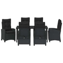 Have Spisebordssæt med pude 7 pcs Sort polyrattan