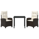 Have Spisebordssæt med pude 3 pcs Brun polyrattan