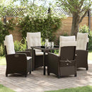 Have Spisebordssæt med pude 5 pcs Brun polyrattan