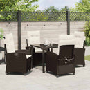 Have Spisebordssæt med pude 5 pcs Brun polyrattan