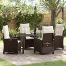 Have Spisebordssæt med pude 5 pcs Brun polyrattan