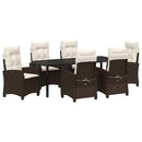 Have Spisebordssæt med pude 7 pcs Brun polyrattan