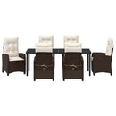Have Spisebordssæt med pude 7 pcs Brun polyrattan