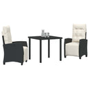 Have Spisebordssæt med pude 3 pcs Sort polyrattan