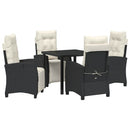 Have Spisebordssæt med pude 5 pcs Sort polyrattan
