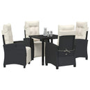 Have Spisebordssæt med pude 5 pcs Sort polyrattan