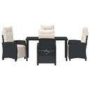 Have Spisebordssæt med pude 5 pcs Sort polyrattan