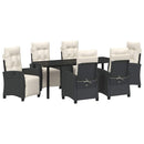 Have Spisebordssæt med pude 7 pcs Sort polyrattan