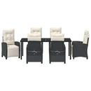 Have Spisebordssæt med pude 7 pcs Sort polyrattan