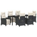 Have Spisebordssæt med pude 7 pcs Sort polyrattan