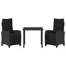 Have Spisebordssæt med pude 3 pcs Sort polyrattan