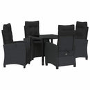 Have Spisebordssæt med pude 5 pcs Sort polyrattan