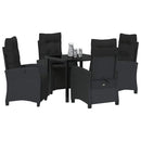 Have Spisebordssæt med pude 5 pcs Sort polyrattan