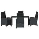 Have Spisebordssæt med pude 5 pcs Sort polyrattan