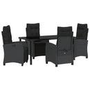 Have Spisebordssæt med pude 5 pcs Sort polyrattan
