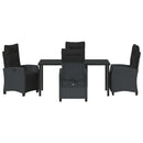 Have Spisebordssæt med pude 5 pcs Sort polyrattan