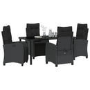 Have Spisebordssæt med pude 5 pcs Sort polyrattan