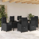 Have Spisebordssæt med pude 7 pcs Sort polyrattan