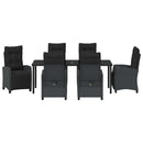 Have Spisebordssæt med pude 7 pcs Sort polyrattan