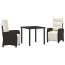 Have Spisebordssæt med pude 3 pcs Brun polyrattan