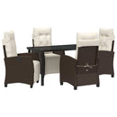 Have Spisebordssæt med pude 5 pcs Brun polyrattan