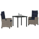 Have Spisebordssæt med pude 3 pcs Grå polyrattan