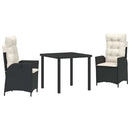 Have Spisebordssæt med pude 3 pcs Sort polyrattan