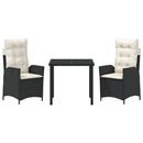 Have Spisebordssæt med pude 3 pcs Sort polyrattan