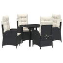 Have Spisebordssæt med pude 5 pcs Sort polyrattan