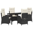 Have Spisebordssæt med pude 5 pcs Sort polyrattan