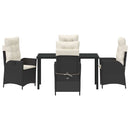 Have Spisebordssæt med pude 5 pcs Sort polyrattan