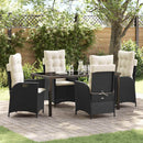 Have Spisebordssæt med pude 5 pcs Sort polyrattan