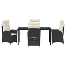 Have Spisebordssæt med pude 5 pcs Sort polyrattan